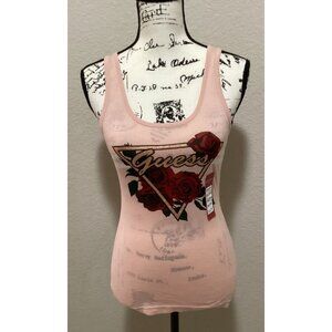 Guess Women's Graphic Tank Top With Rose Design - Size XS